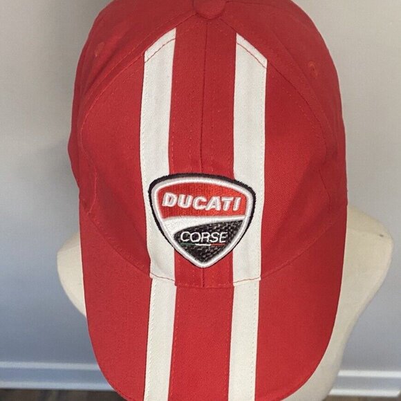 Ducati Corse Racing Moto Italian Adjustable Hat Red OSFA - Picture 7 of 9